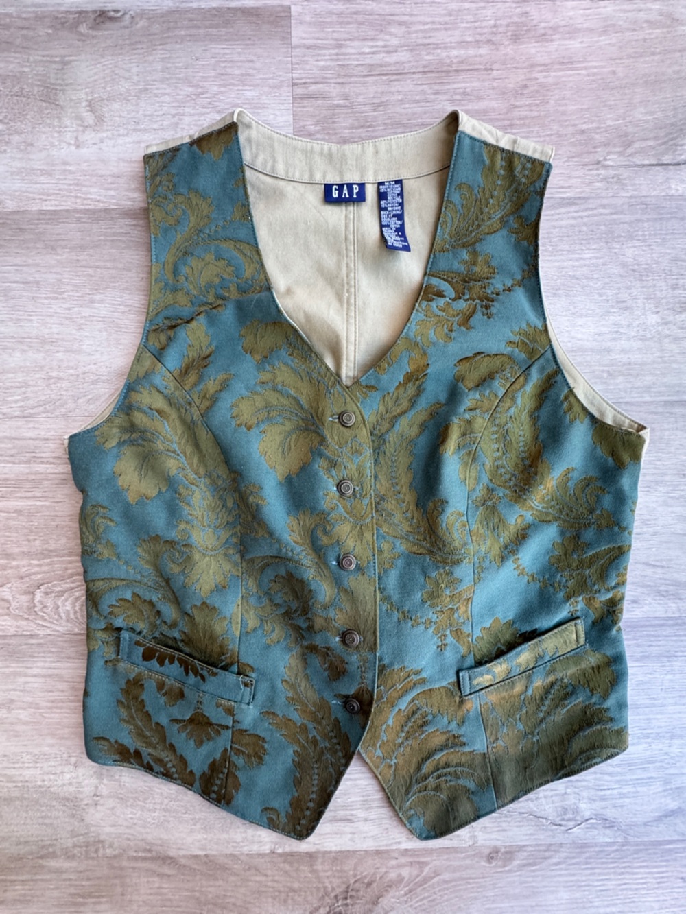 Vtg 90s Gap Floral Tapestry Vest Womens Medium Boho Hippie Artsy